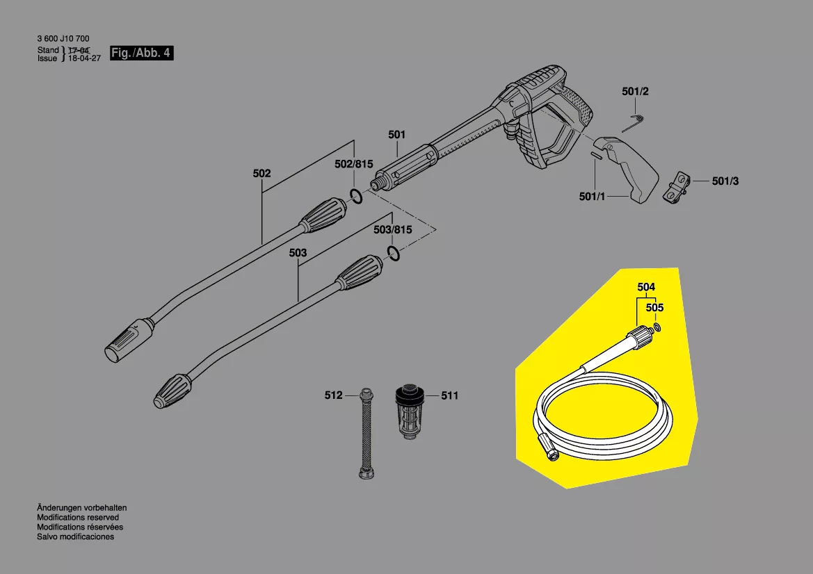 Tuyau réf. F 016 F04 524 nettoyeur HP Bosch